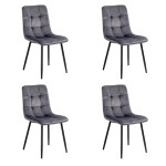 4 scaune living catifea BUC 211 Gri – design modern, picioare metalice, confort premium