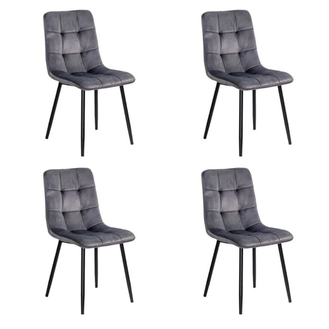 4 scaune living catifea BUC 211 Gri – cadru metalic modern