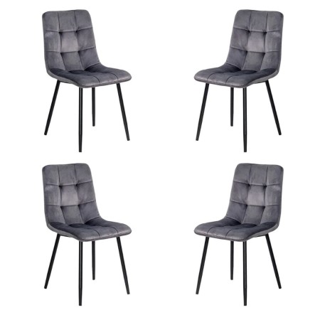 4 scaune living catifea BUC 211 Gri – design modern, picioare metalice, confort premium