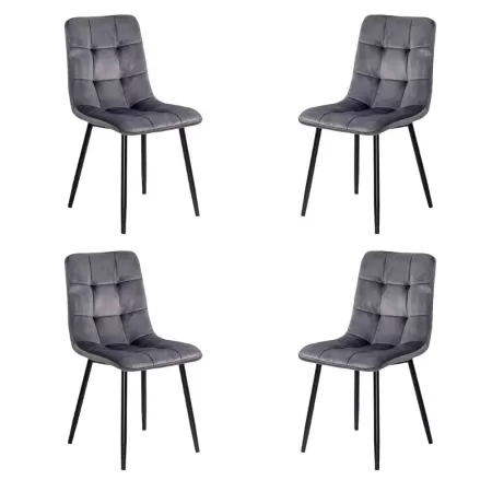 4 scaune living catifea BUC 211 Gri – design modern, picioare metalice, confort premium