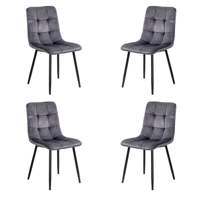 4 scaune living catifea BUC 211 Gri – cadru metalic modern