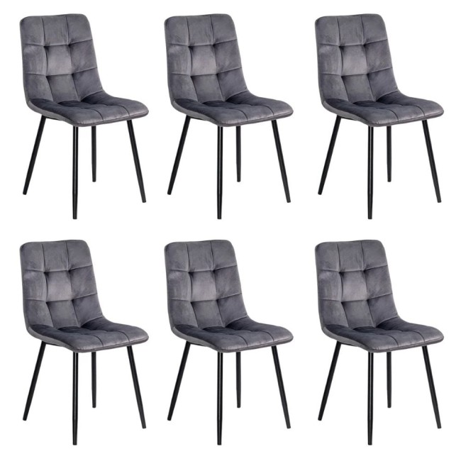 6 scaune living catifea BUC 211 Gri – cadru metalic modern