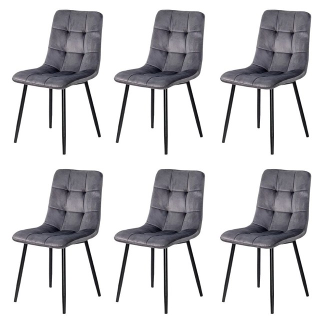 6 scaune living catifea BUC 211 Gri – cadru metalic modern
