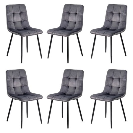6 scaune living catifea BUC 211 Gri – design modern, picioare metalice, confort premium