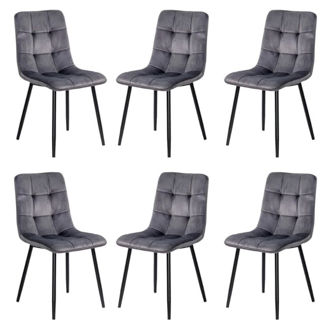 6 scaune living catifea BUC 211 Gri – cadru metalic modern