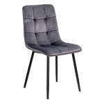 Scaun living catifea BUC 211 Gri – design modern, picioare metalice, confort premium