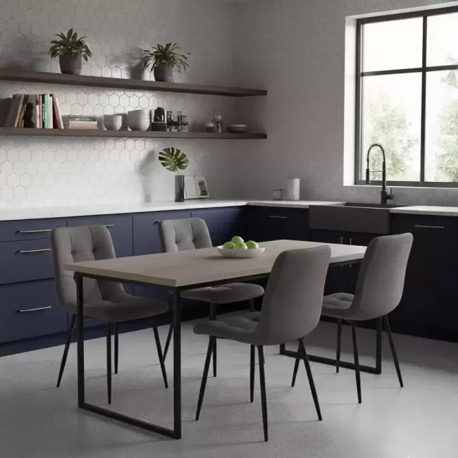 Scaun living catifea BUC 211 Gri – cadru metalic modern