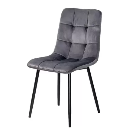 Scaun living catifea BUC 211 Gri – design modern, picioare metalice, confort premium