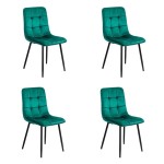 4 scaune living catifea BUC 211 Verde – design modern, picioare metalice, confort premium