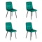 4 scaune living catifea BUC 211 Verde – design modern, picioare metalice, confort premium