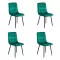 4 scaune living catifea BUC 211 Verde – design modern, picioare metalice, confort premium