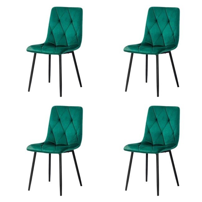 4 scaune living catifea BUC 211 Verde – cadru metalic modern