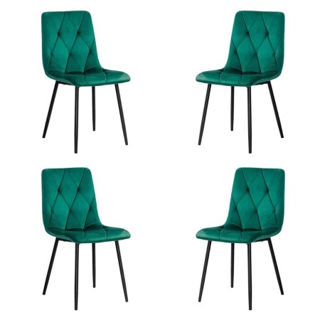 4 scaune living catifea BUC 211 Verde – design modern, picioare metalice, confort premium