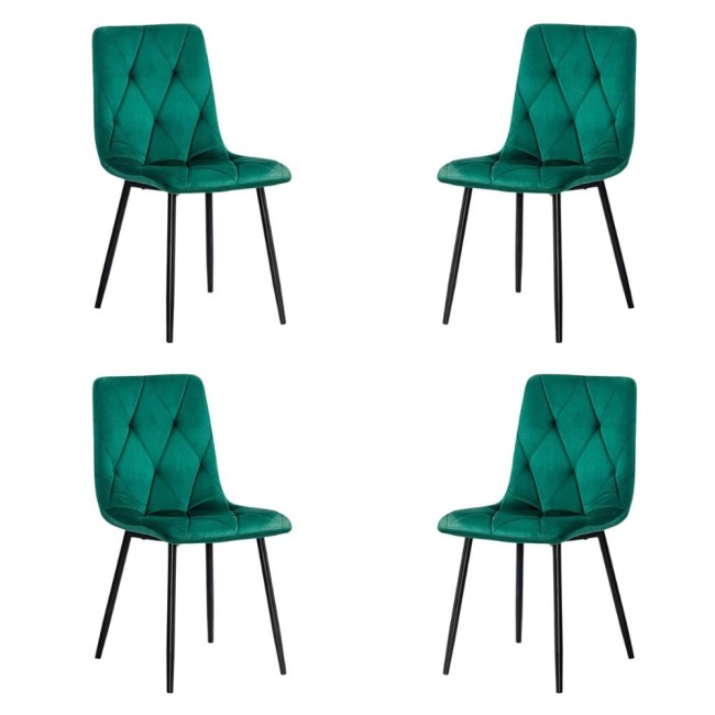 4 scaune living catifea BUC 211 Verde – cadru metalic modern