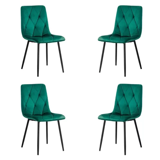 4 scaune living catifea BUC 211 Verde – cadru metalic modern