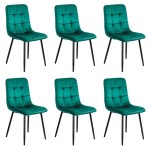 6 scaune living catifea BUC 211 Verde – design modern, picioare metalice, confort premium