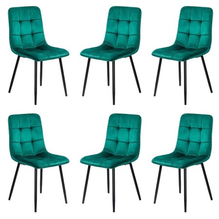 6 scaune living catifea BUC 211 Verde – design modern, picioare metalice, confort premium