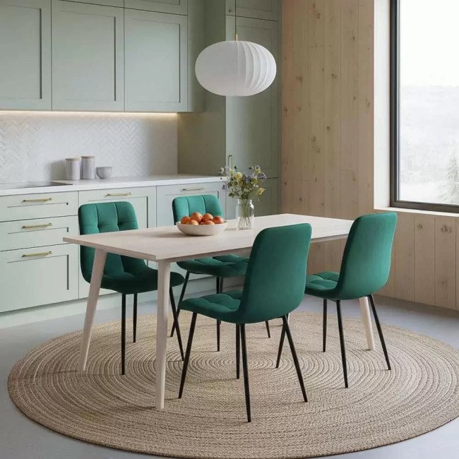 4 scaune living catifea BUC 211 Verde – cadru metalic modern