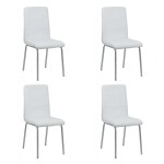 Set 4 scaune de bucătărie piele ecologică culoarea alb