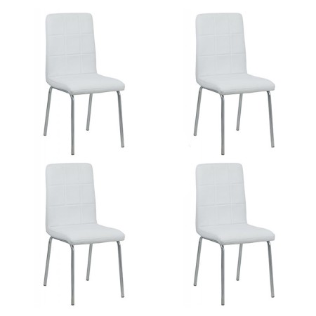 Set 4 scaune de bucătărie piele ecologică culoarea alb
