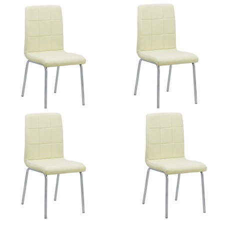 Set 4 scaune de bucătărie piele ecologică culoarea crem Set 4 scaune de bucătărie piele ecologică culoarea crem