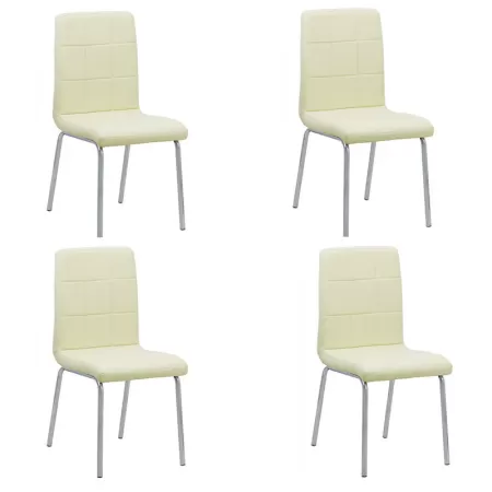 Set 4 scaune de bucătărie piele ecologică culoarea crem