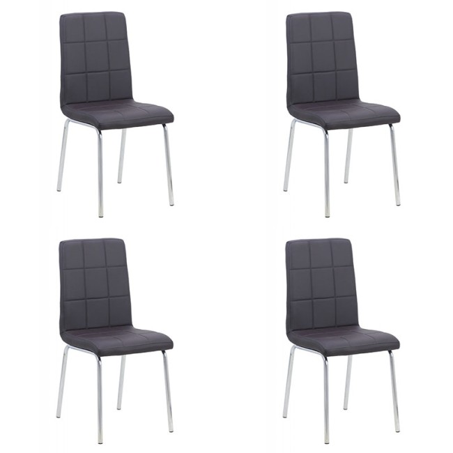 Set 4 scaune de bucatarie cadrul metalic cromat-maro