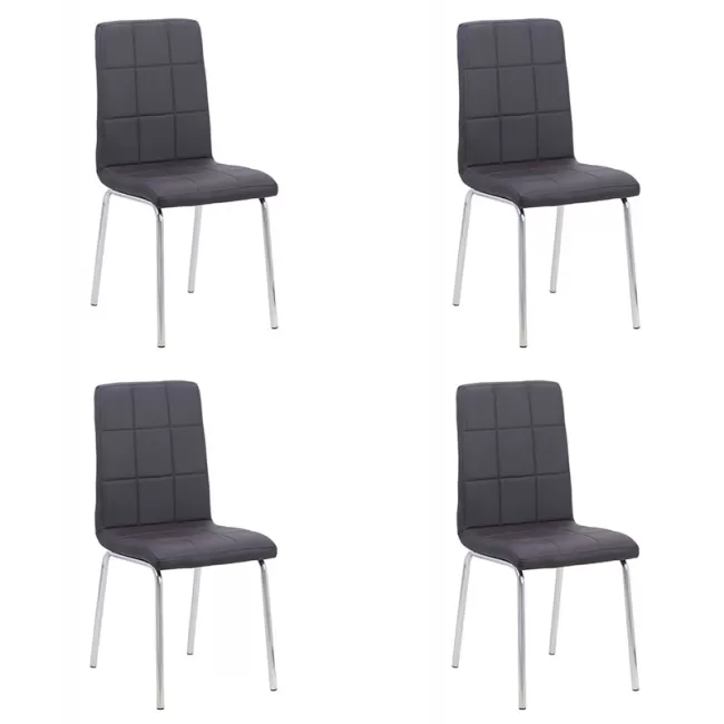 Set 4 scaune de bucătărie piele ecologică maro