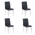 Set 4 scaune de bucătărie piele ecologică neagră