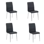Set 4 scaune de bucătărie piele ecologică neagră