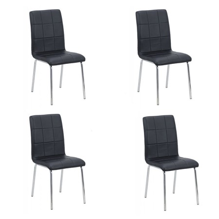 Set 4 scaune de bucătărie piele ecologică neagră