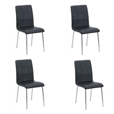 Set 4 scaune de bucătărie piele ecologică neagră
