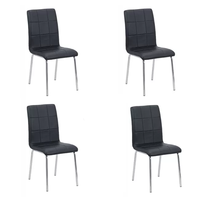 Set 4 scaune de bucătărie piele ecologică neagră