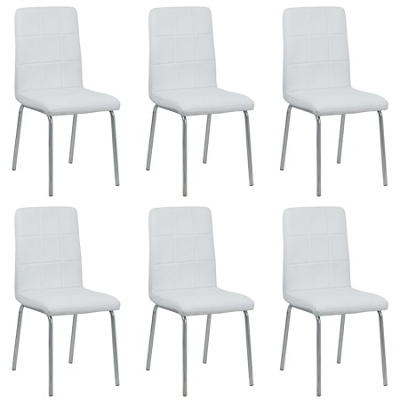 Set 6 scaune de bucătărie piele ecologică culoarea alb Set 6 scaune de bucătărie piele ecologică culoarea alb