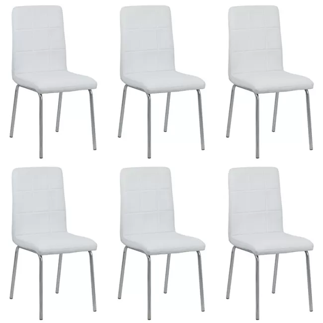 Set 6 scaune de bucătărie piele ecologică culoarea alb