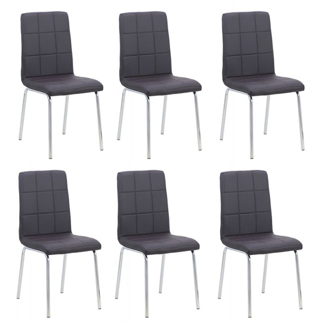 Set 6 scaune de bucătărie piele ecologică-maro