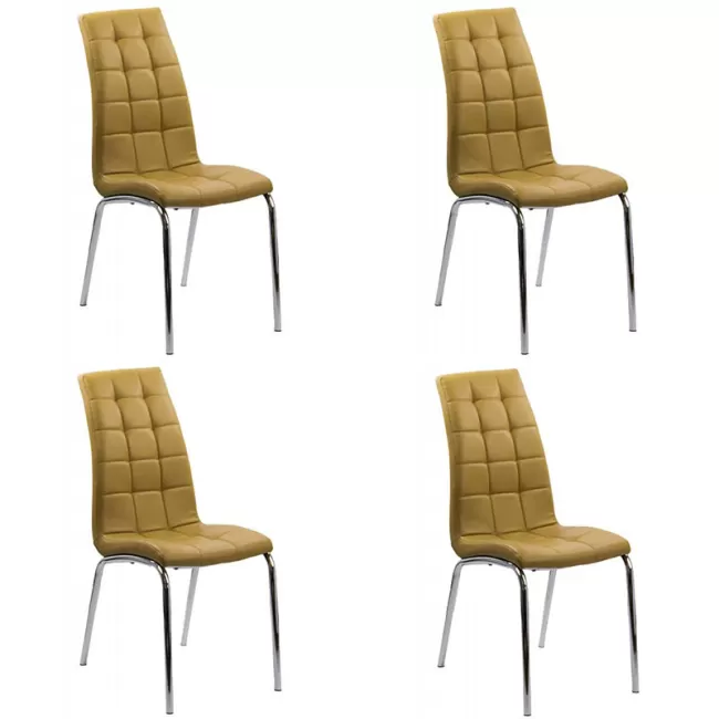 Set 4 scaune de bucătărie cadrul metalic cromat