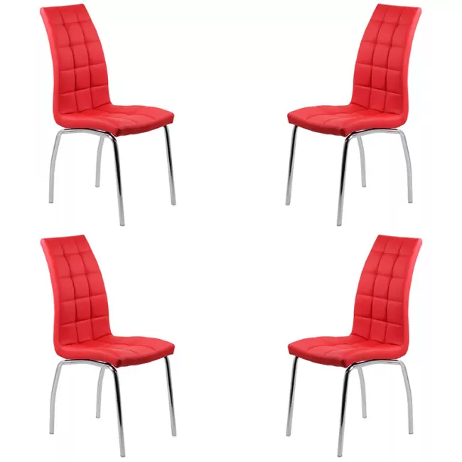 Set 4 scaune de bucătărie cadrul metalic cromat