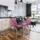 Scaun bucătărie-living din catifea BUC 232V-roz