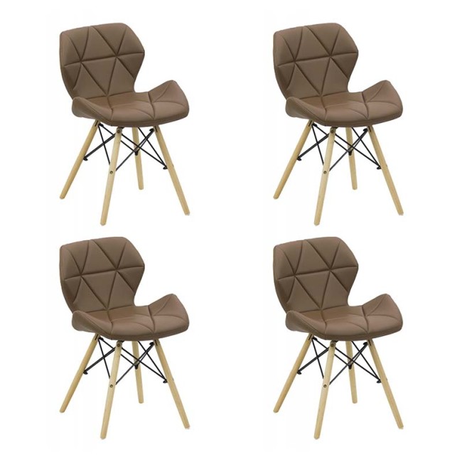 Set 4 scaune de bucatarie din piele si lemn