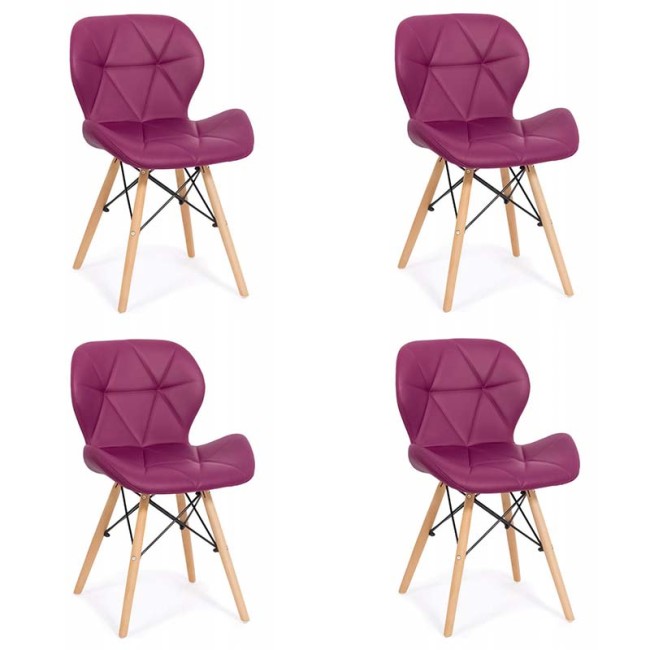 Set 4 scaune de bucatarie din piele si lemn