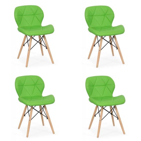 Set 4 scaune de bucătărie din piele și lemn Set 4 scaune de bucătărie din piele și lemn