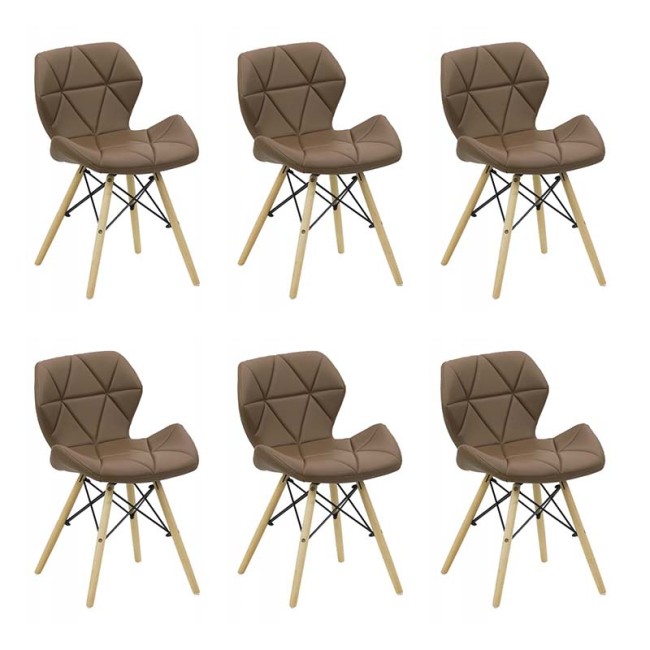 Set 6 scaune de bucatarie din piele si lemn