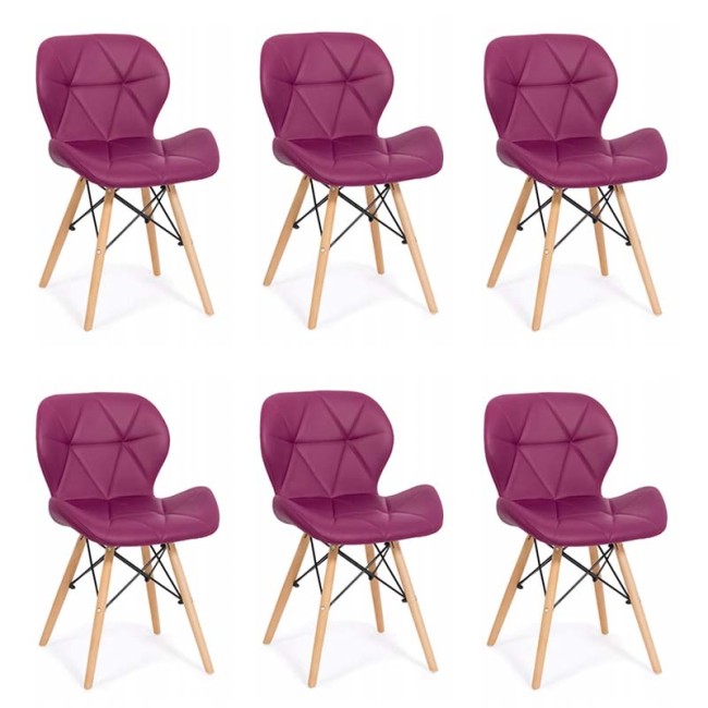 Set 6 scaune de bucatarie din piele si lemn