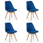 4 scaune bucătărie-living catifea pe albastru