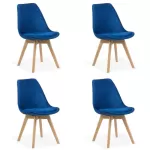 4 scaune bucătărie-living catifea pe albastru