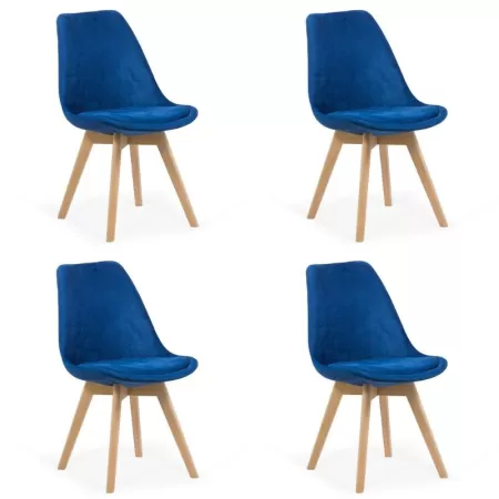 4 scaune bucătărie-living catifea pe albastru