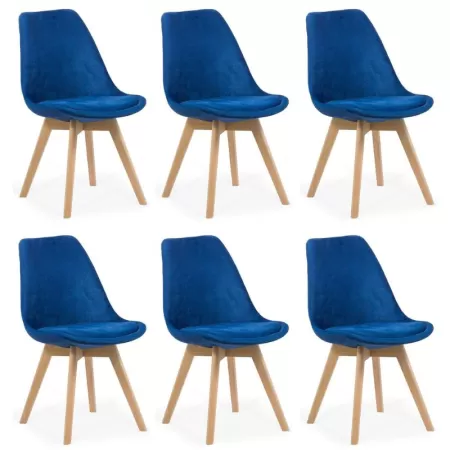 6 scaune bucătărie-living catifea albastru