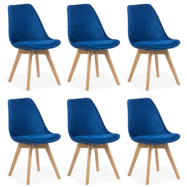 6 scaune bucătărie-living catifea albastru
