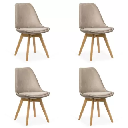 4 scaune bucătărie-living catifea pe bej